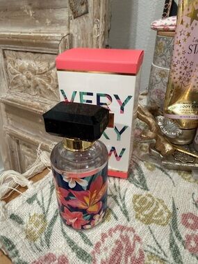 Victoria's Secret Floral Perfume Bottle - Pink, Navy, Gold